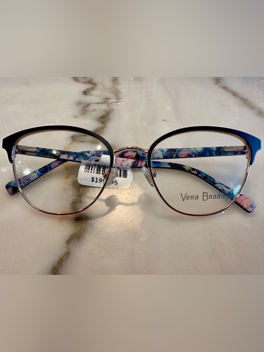 Vera Bradley Round Reading Glasses with Pink and Blue Floral Temples